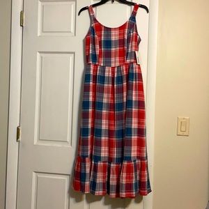 Sonoma Red, White, & Blue Plaid Sleeveless Dress Size M with Pockets